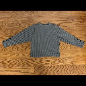 Zara Trafaluc Black & White Thick Long Sleeve Shirt with Button Detail